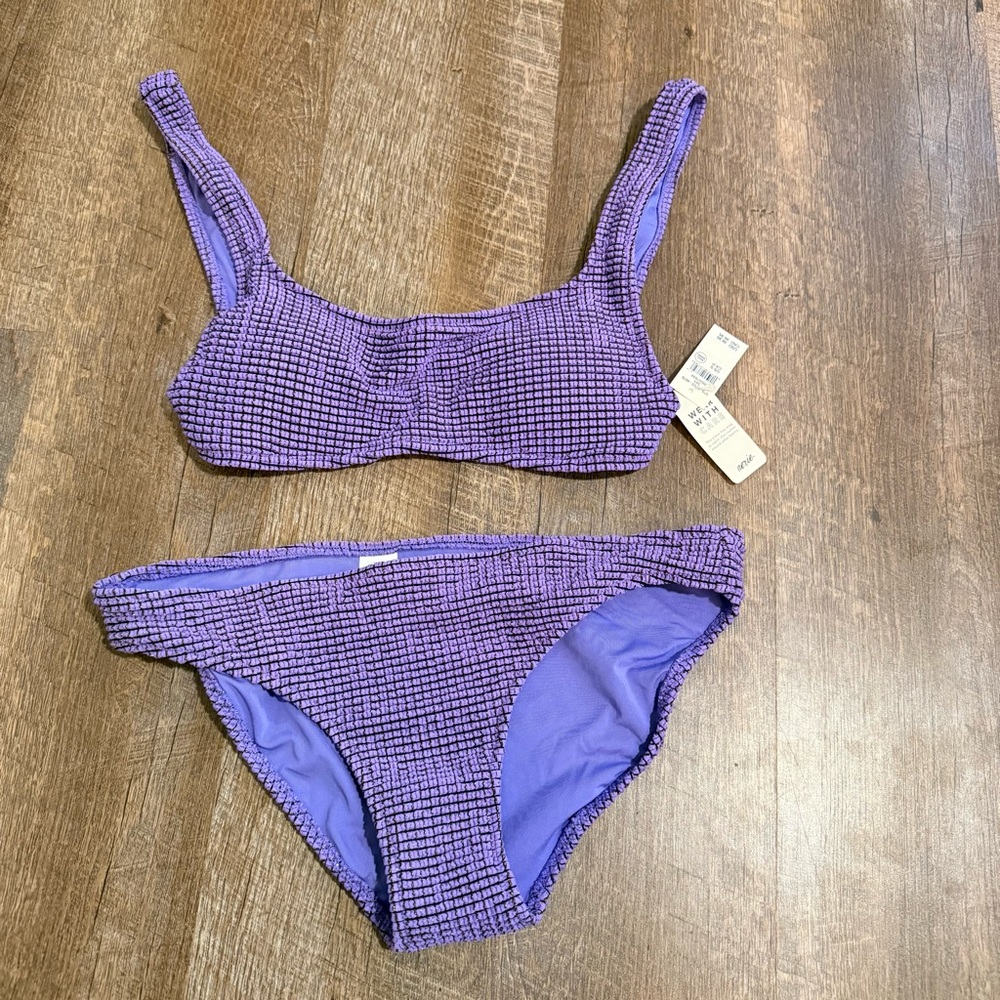 Textured Purple Two-Piece Bikini Set